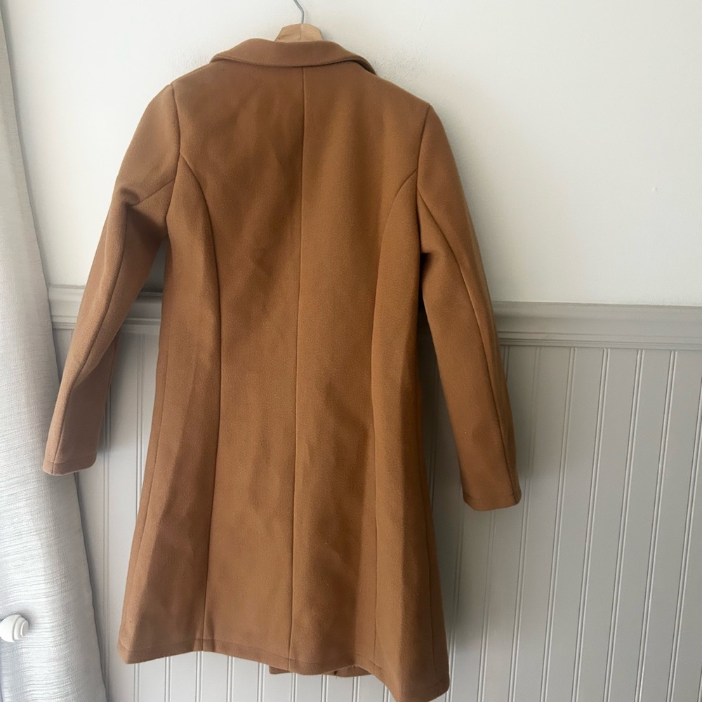 Tan Camel Small Double-Breasted Women's Trench Coat - Picture 6 of 6